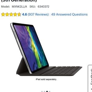 Apple Smart Keyboard Folio Case 12.9” Smart Keyboard for iPad Pro